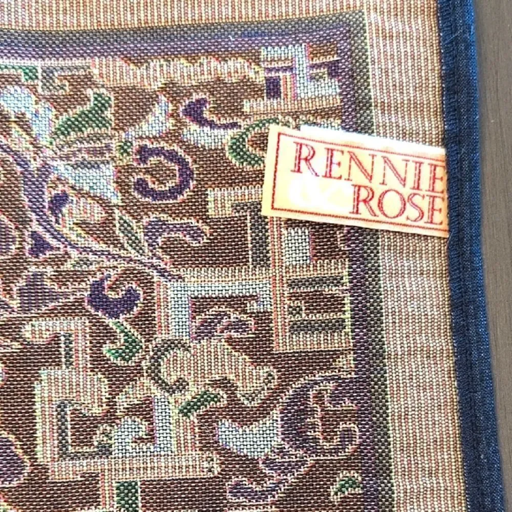 Rennie & Rose Collection Asian Ornament Woven Tapestry Table Runner Made In USA